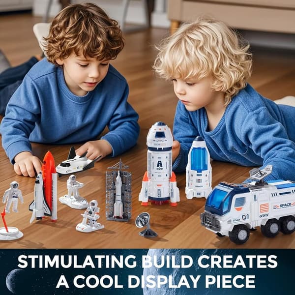 Outer Space Playset: Astronaut Rocket & Shuttle Toy with Lights/Sounds