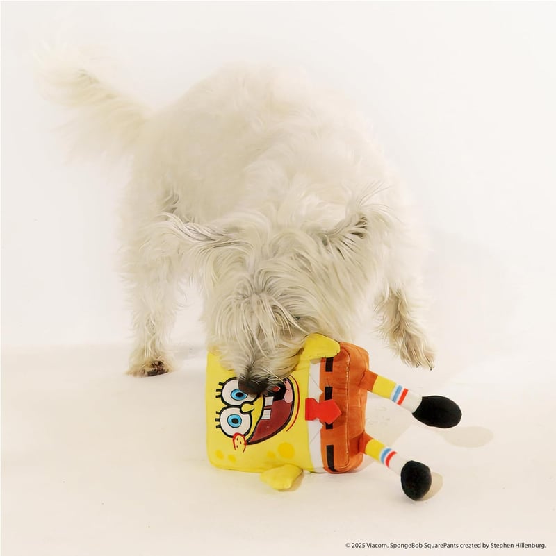 Spongebob Plush Dog Toys Set with Squeaker & Treat Dispenser