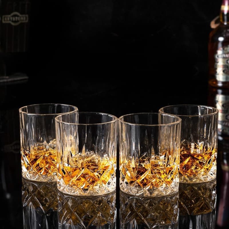 Old Fashioned Whiskey Glasses Set in Luxury Box - 10 oz, 4 Pieces for Men