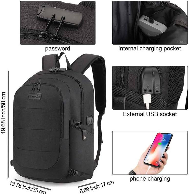Water Resistant Anti-Theft Laptop Backpack with USB Port