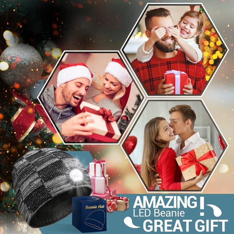 Rechargeable LED Beanie Hat - Great Gift for Men