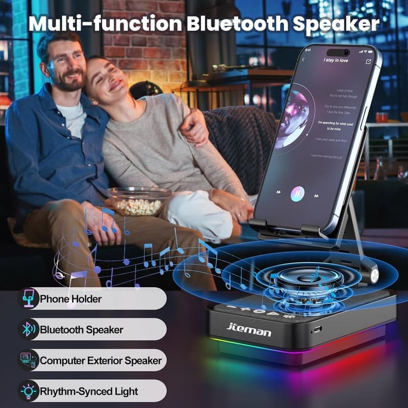 Cool Tech Gift: Wireless Bluetooth Speaker & Phone Stand for Him