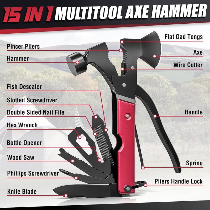 15-in-1 Multitool Axe Hatchet for Father's Day Gifts