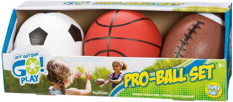 Outdoor Play Pro-Ball Set - Pack of 3 Balls (Soccer, Football, Basketball)