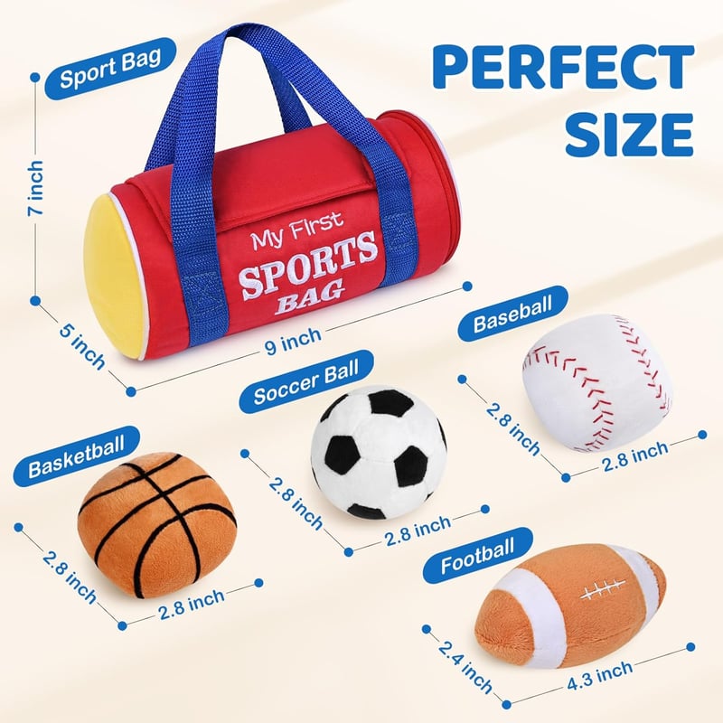 First Sports Plush Toy Set with Sensory Balls for Infants
