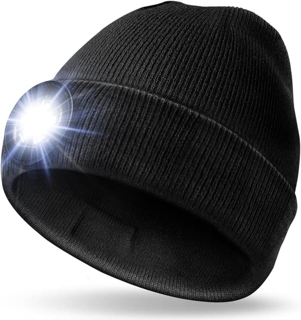 LED Beanie Hat with Built-in Light for Men - USB Rechargeable