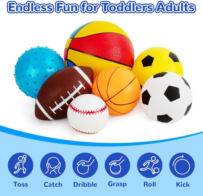 Toddler Sports Balls Set - 7 Soft Foam Toys for Ages 1-3