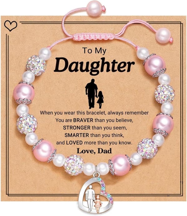 Pink Pearl and Rhinestone Bracelet for Girls' Birthday