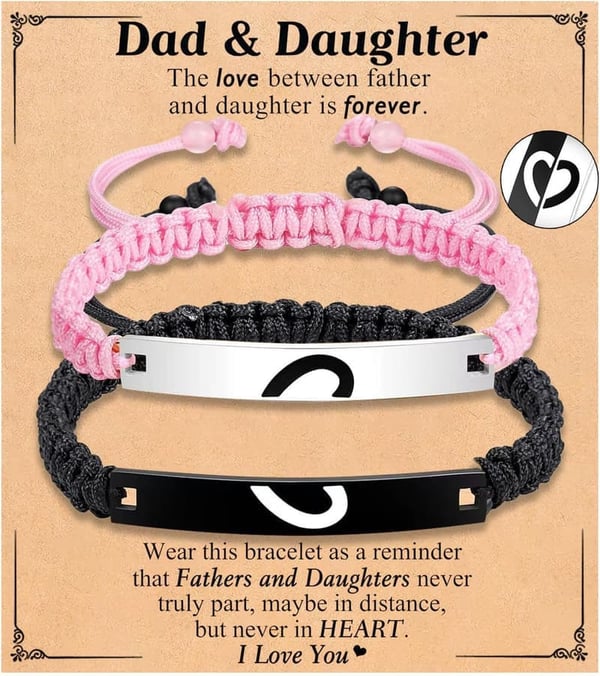 Father-Daughter Matching Heart Bracelets - Birthday & Valentine's Gift