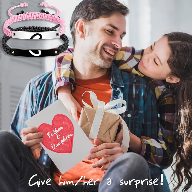 Father-Daughter Matching Heart Bracelets - Birthday & Valentine's Gift