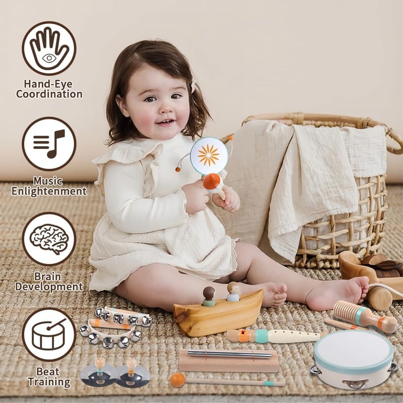 Montessori Wooden Musical Toys for Toddlers 1-3 Years