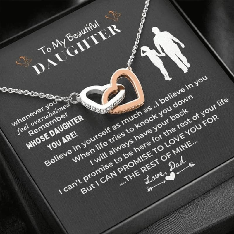 Silver Interlock Heart Necklace for Daughters from Dad