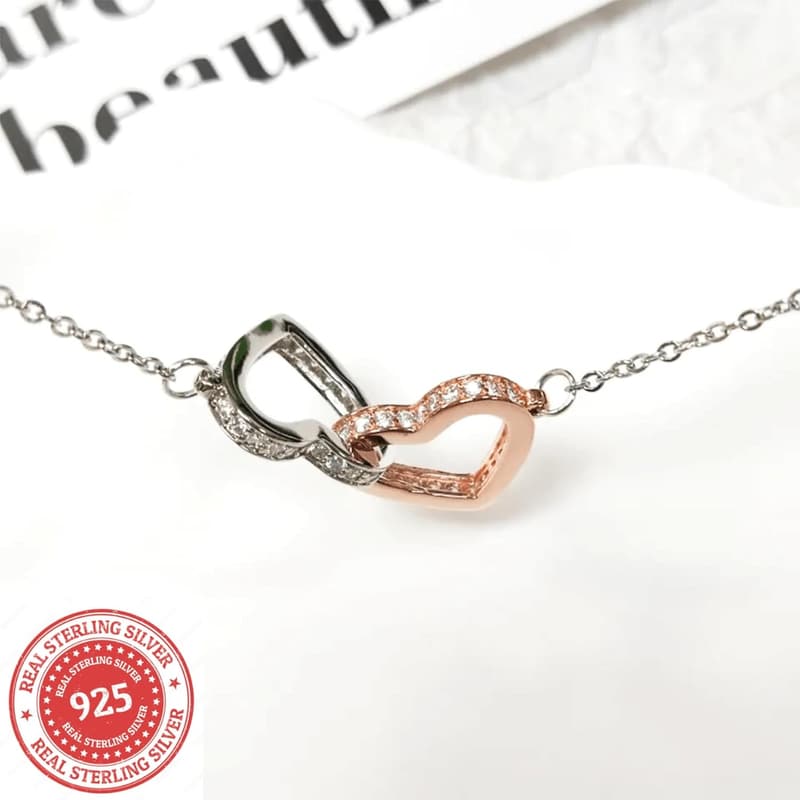 Silver Interlock Heart Necklace for Daughters from Dad