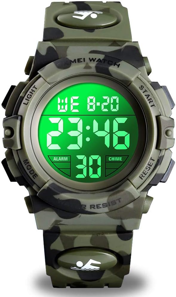Kids Waterproof Digital Sports Watch with Colorful LED Display