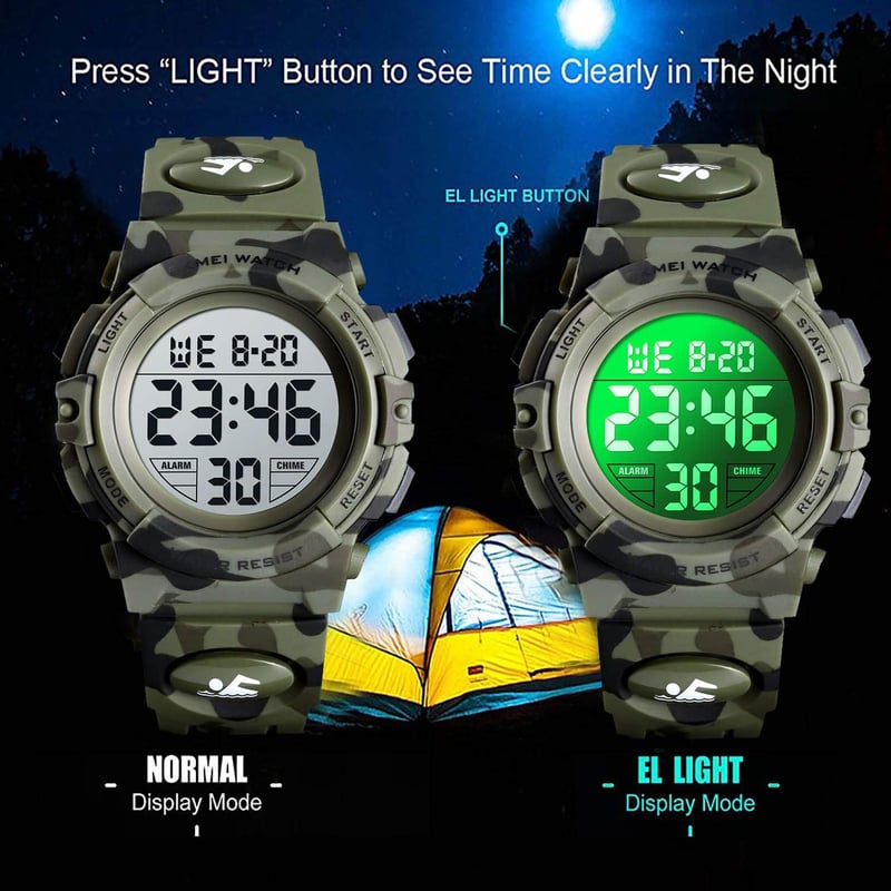 Kids Waterproof Digital Sports Watch with Colorful LED Display