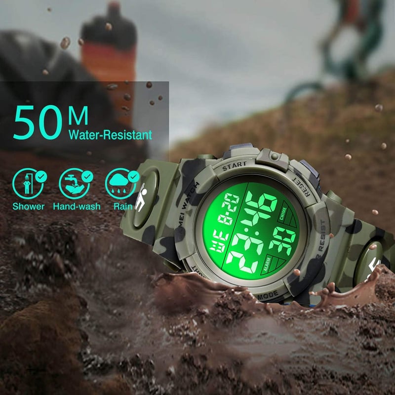 Kids Waterproof Digital Sports Watch with Colorful LED Display