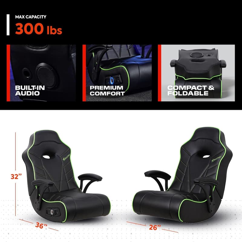 XL Video Gaming Chair with Speakers - Foldable for Gamers