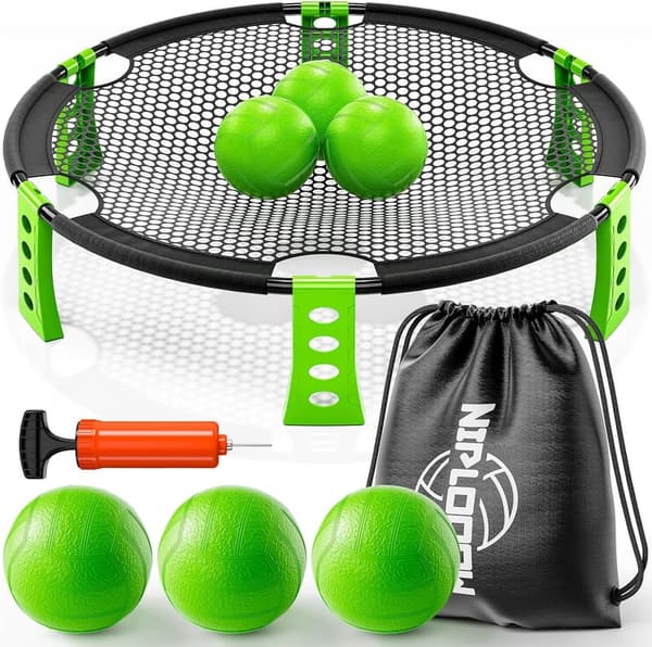 Outdoor Beach Ball Game Set for Family - 6 Balls & Net