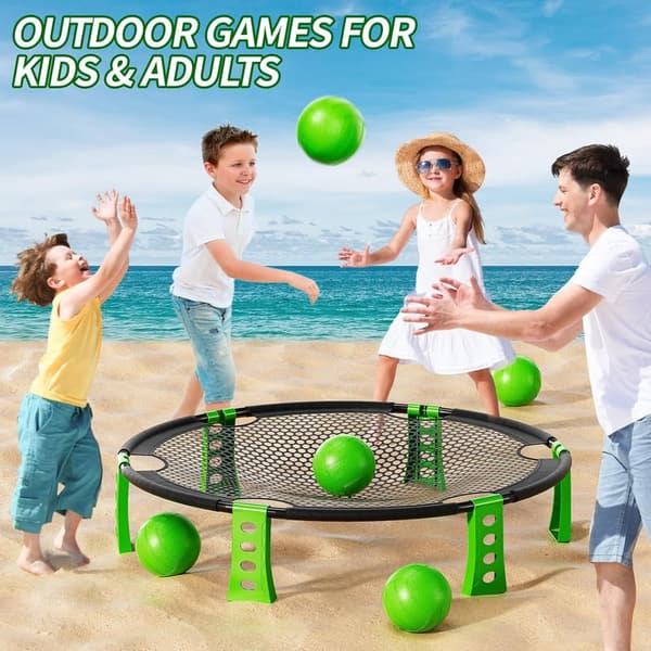 Outdoor Beach Ball Game Set for Family - 6 Balls & Net