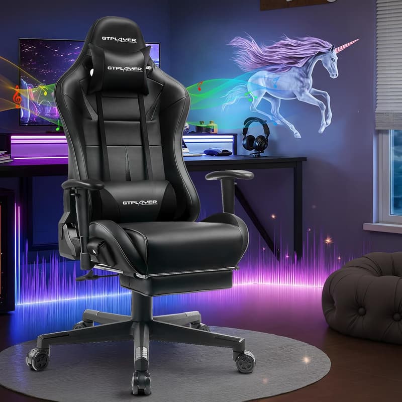 Gaming Recliner Chair with Speakers and Footrest for Kids & Adults