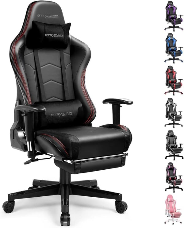 Gaming Chair with Footrest and Bluetooth Speakers