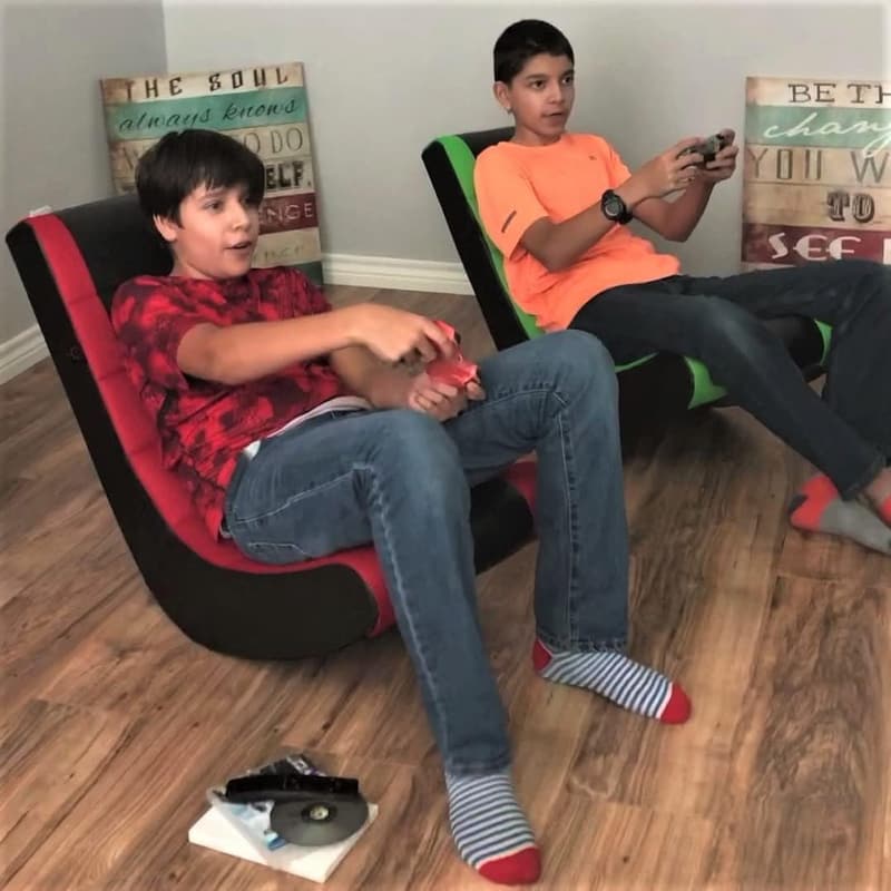 Classic Gaming Chair for Kids & Teens, Black/Red Racing Stripe