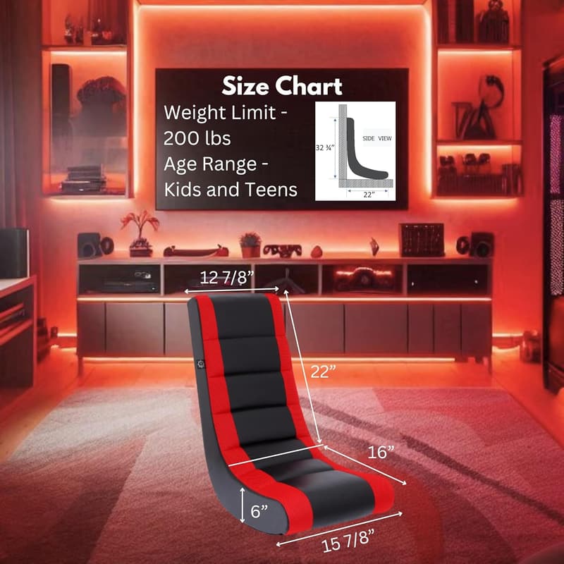 Classic Gaming Chair for Kids & Teens, Black/Red Racing Stripe