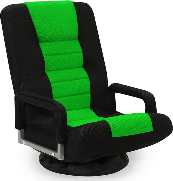 Adjustable Green Gaming Chair with Armrests & Padded Backrest
