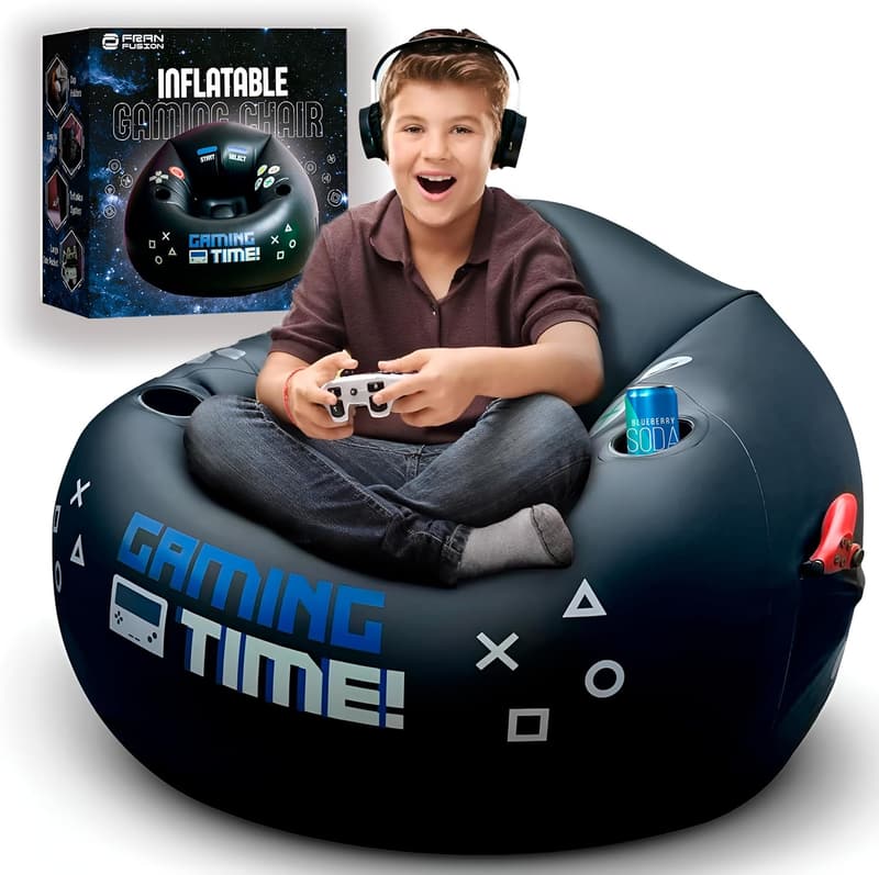 Inflatable Gaming Chair for Kids with Cup Holders & Pocket