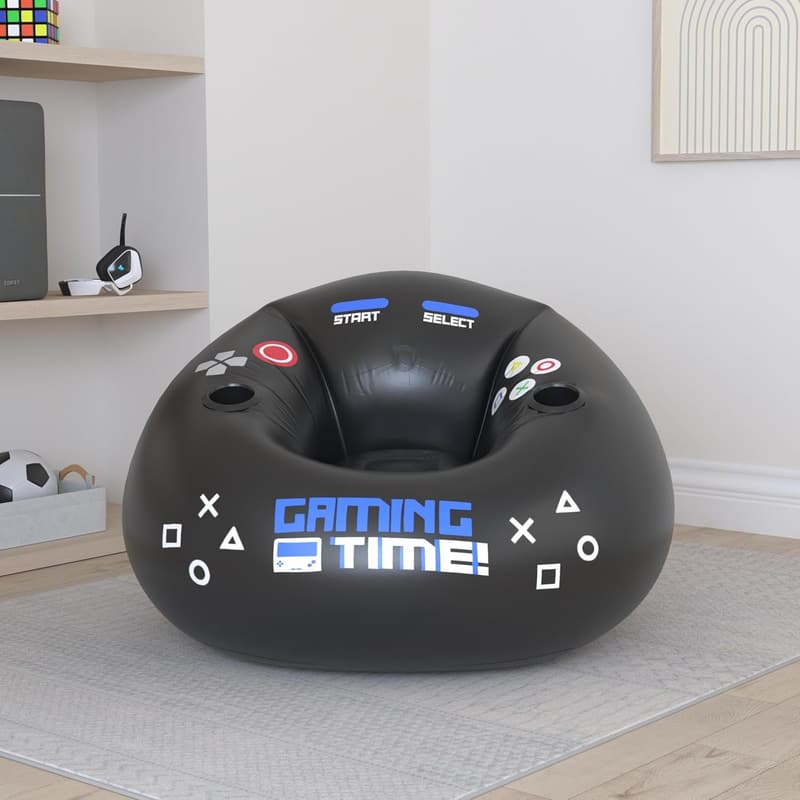 Inflatable Gaming Chair for Kids with Cup Holders & Pocket