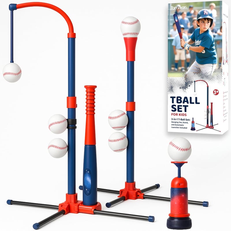 3-in-1 Baseball Set for Kids Ages 3-5 – Adjustable Height, Softballs
