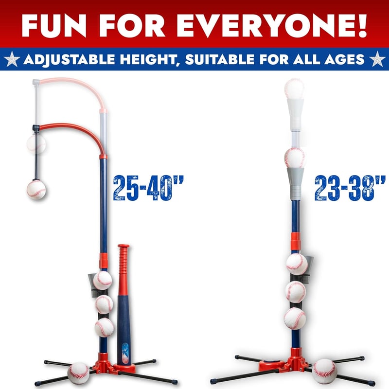 3-in-1 Baseball Set for Kids Ages 3-5 – Adjustable Height, Softballs