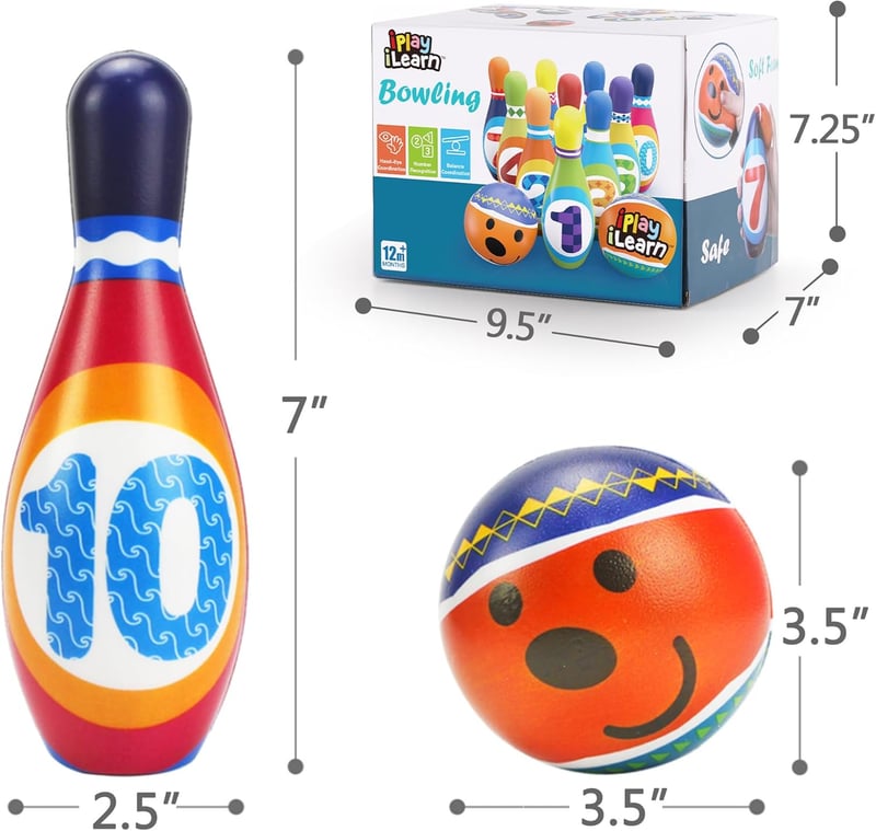 Toddler Bowling Set with Foam Pins & Balls - Birthday Gift