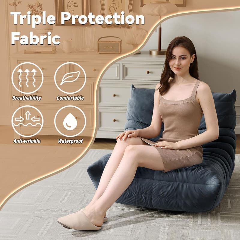 Adult Bean Bag Chair - Soft Waterproof Fabric for Living Room