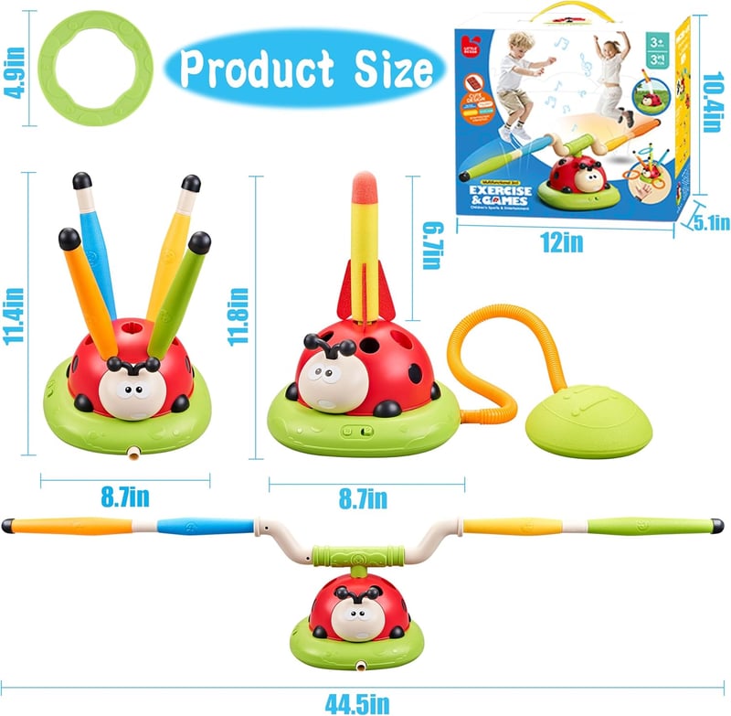 3-in-1 Musical Stomp Rocket Game for Kids Ages 3-8
