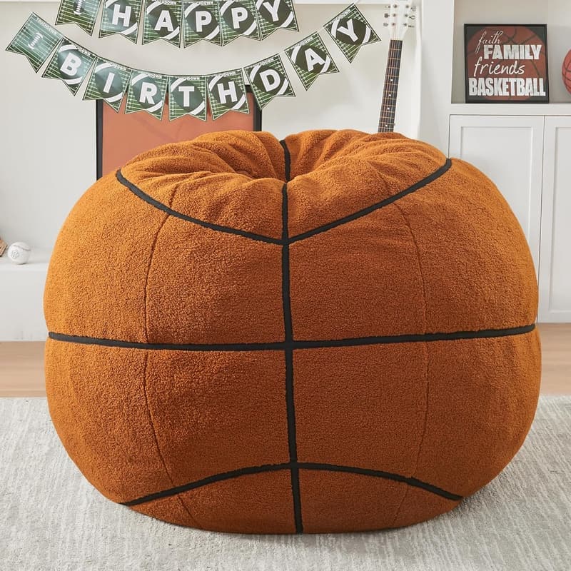 Basketball Plush Bean Bag Chair - Oversized 4ft Sofa for All Ages