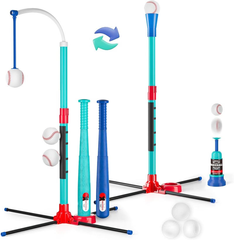 Kids' 3-in-1 Adjustable Baseball Set with Auto Ball Launcher