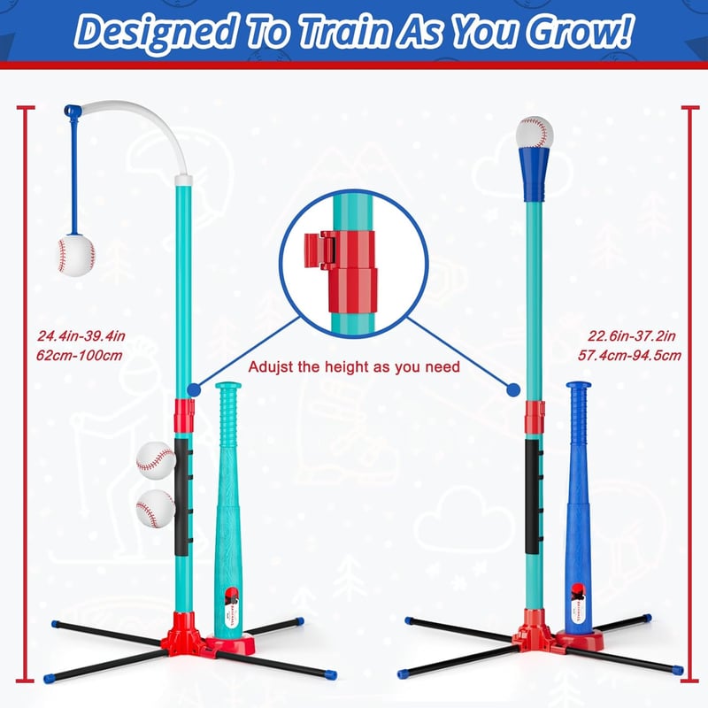 Kids' 3-in-1 Adjustable Baseball Set with Auto Ball Launcher
