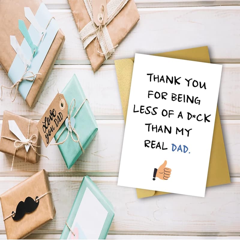 Stepdad Father's Day Card – Funny Thank You Gift for Bonus Dad