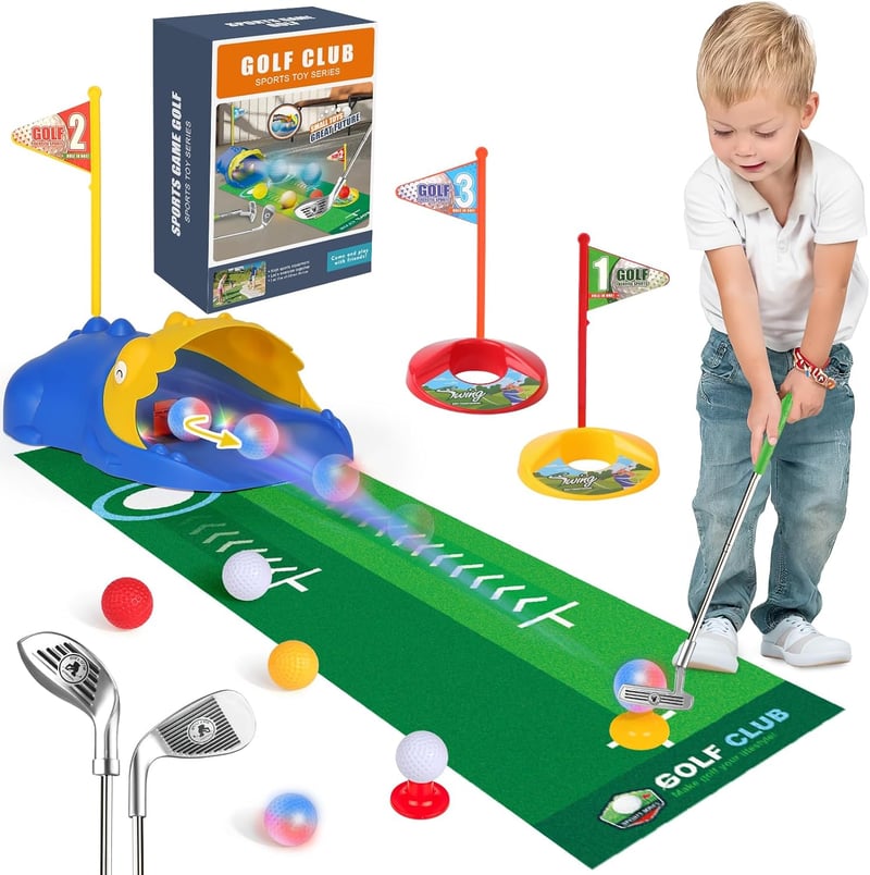 Kids Golf Set with Automatic Ball Return - Indoor/Outdoor Birthday Gift