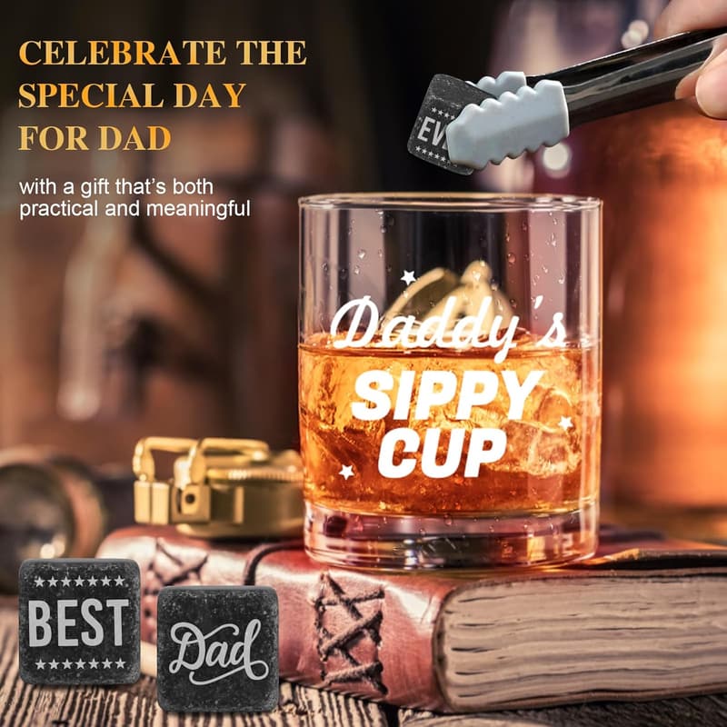 Funny Whiskey Glass Gift Set for Dad - Perfect for Father's Day