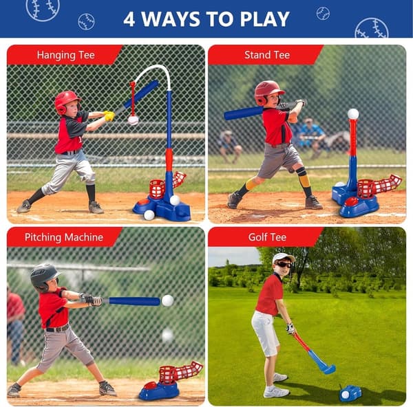 T-Ball Set for Kids - 4-in-1 Batting Tee & Pitching Machine