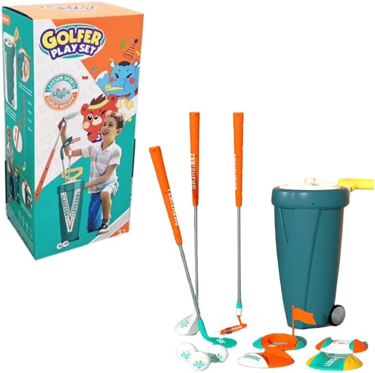 Kids Golf Set with Cart and Metal Clubs - 年齡 3-8