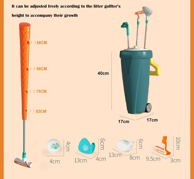 Kids Golf Set with Cart and Metal Clubs - 年齡 3-8