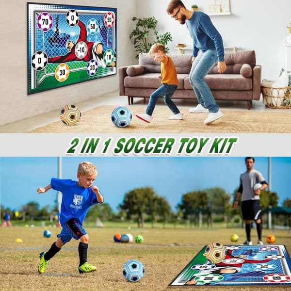 Kids' Soccer Ball Game Set: Indoor/Outdoor Foldable Goals for Ages 3-8