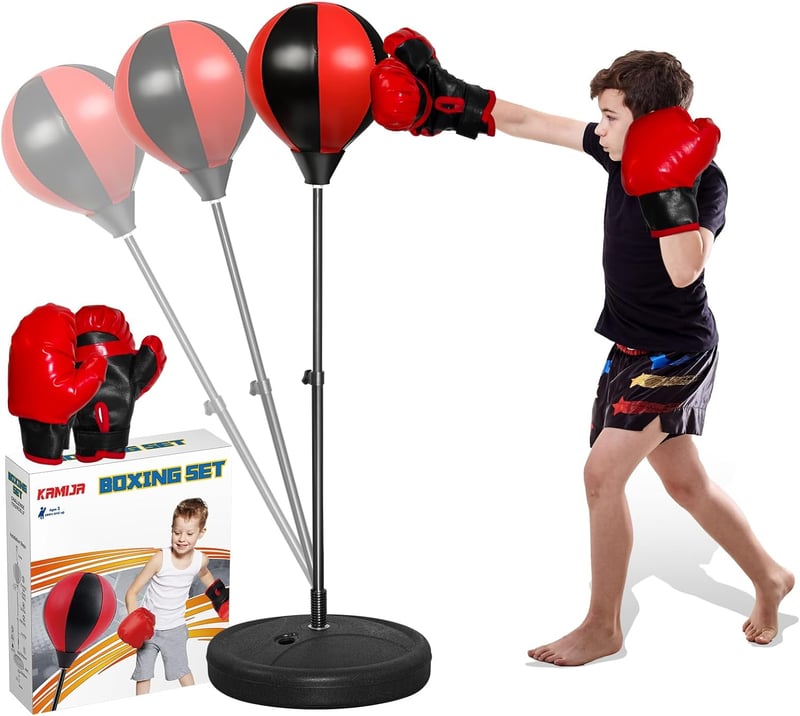 Adjustable Kids Boxing Bag Set with Gloves - 年齡 3-8
