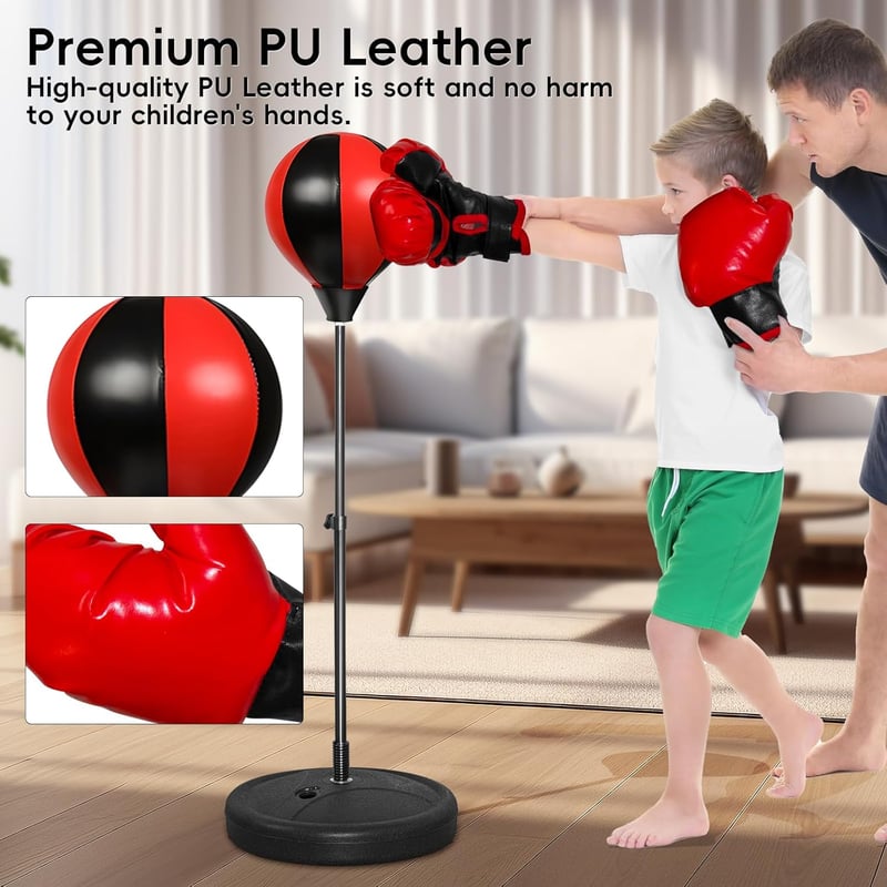 Adjustable Kids Boxing Bag Set with Gloves - 年齡 3-8