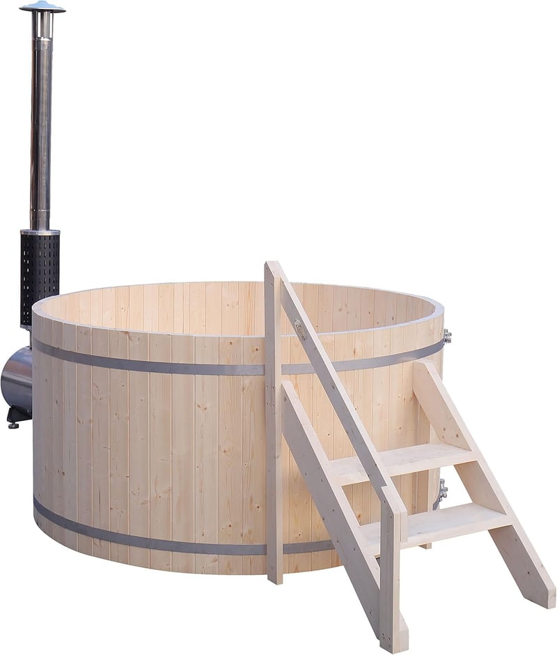 Wood-Fired Hot Tub & Ice Bath for 4-5 People, Pine材质, 422 Gallon