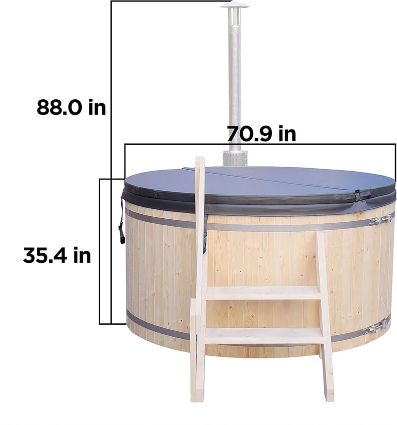 Wood-Fired Hot Tub & Ice Bath for 4-5 People, Pine材质, 422 Gallon