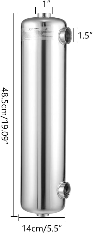 304 Stainless Steel Heat Exchanger for Spas & Pools, 200 kBtu/hr